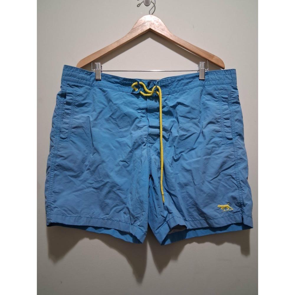 Rodd & Gunn Swim Trunks Shorts‎ Blue Yellow Logo Mens XL Elastic Waist
